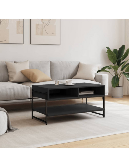 Tavolino da Salotto Nero 90x50x45 cm in Legno Multistrato