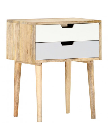 Comodino 47x35x59 cm in Legno Massello di Mango