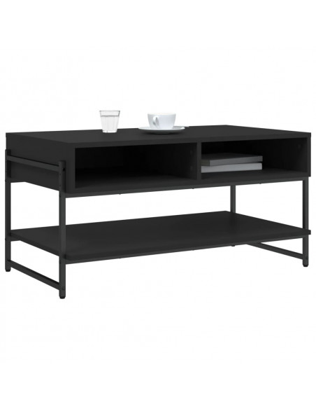 Tavolino da Salotto Nero 90x50x45 cm in Legno Multistrato