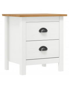 Comodino Hill Bianco 46x35x49,5 cm Legno Massello di Pino 2