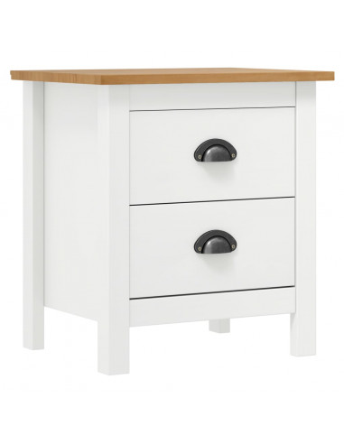 Comodino Hill Bianco 46x35x49,5 cm Legno Massello di Pino