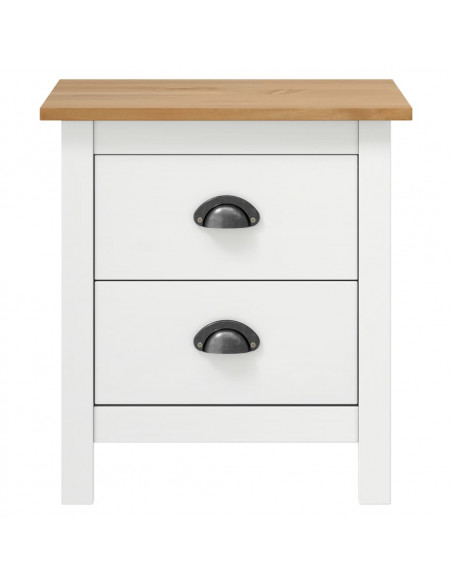 Comodino Hill Bianco 46x35x49,5 cm Legno Massello di Pino