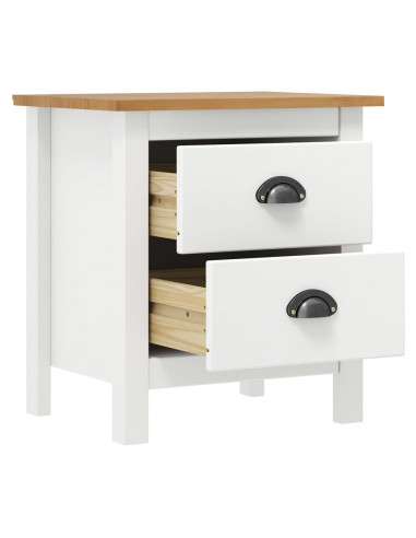 Comodino Hill Bianco 46x35x49,5 cm Legno Massello di Pino