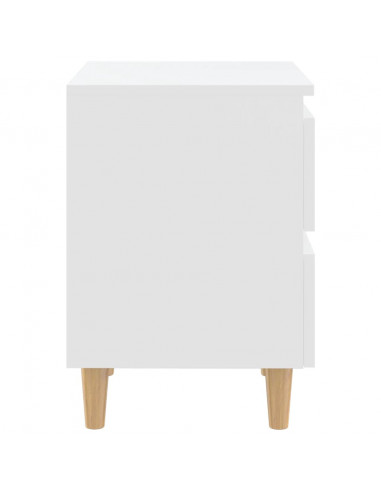 Comodino con Gambe in Pino Massello Bianco 40x35x50 cm