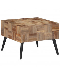 Tavolino da Salotto Grigio 55x55x40cm Massello Teak di Recupero 2