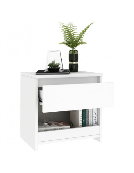 Comodino Bianco 40x30x39 cm in Legno Ingegnerizzato