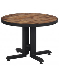Tavolino da Salotto Rotondo Ø55x40cm Massello Teak di Recupero 2