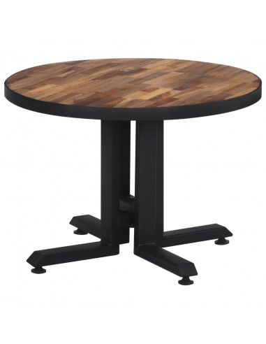 Tavolino da Salotto Rotondo Ø55x40cm Massello Teak di Recupero