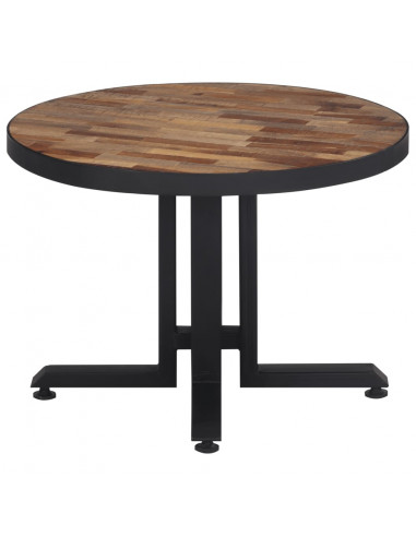Tavolino da Salotto Rotondo Ø55x40cm Massello Teak di Recupero