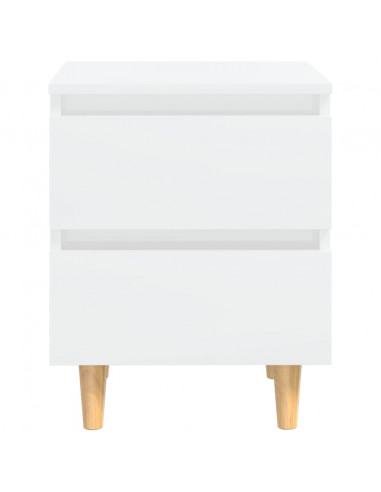 Comodini con Gambe Legno Pino 2pz Bianco Lucido 40x35x50 cm