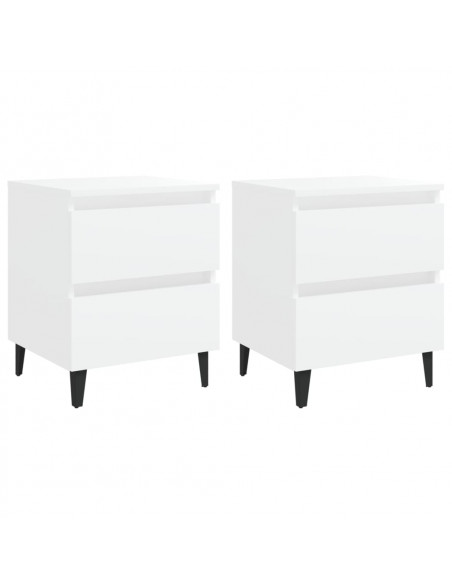 Comodini 2 pz Bianco Lucido 40x35x50 cm in Legno Multistrato