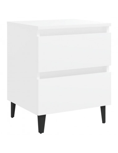 Comodini 2 pz Bianco Lucido 40x35x50 cm in Legno Multistrato