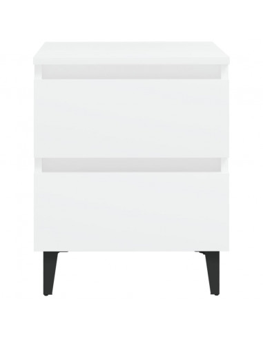 Comodini 2 pz Bianco Lucido 40x35x50 cm in Legno Multistrato