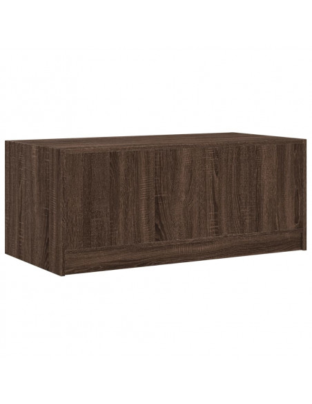 Tavolino Salotto con Ante in Vetro Rovere Marrone 102x50x42 cm