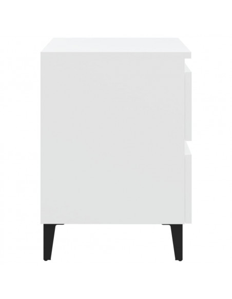 Comodini 2 pz Bianco Lucido 40x35x50 cm in Legno Multistrato