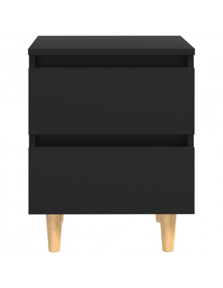 Comodino con Gambe in Pino Massello Nero 40x35x50 cm