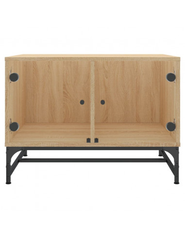 Tavolino Salotto con Ante in Vetro Rovere Sonoma 68,5x50x50 cm