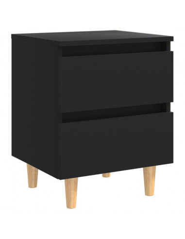 Comodini con Gambe in Pino Massello 2pz Neri 40x35x50 cm