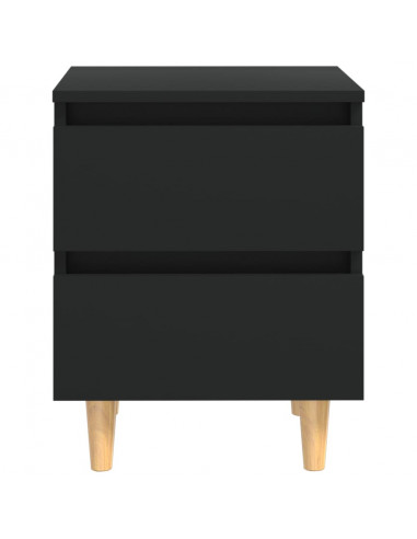 Comodini con Gambe in Pino Massello 2pz Neri 40x35x50 cm