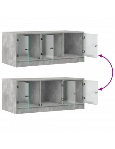 Tavolino Salotto con Ante in Vetro Grigio Cemento 102x50x42 cm