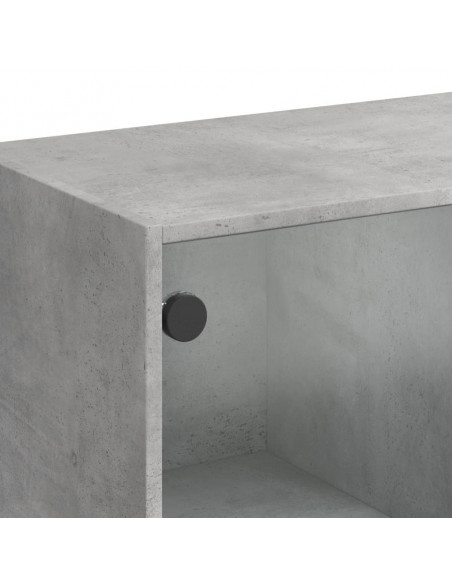 Tavolino Salotto con Ante in Vetro Grigio Cemento 102x50x42 cm