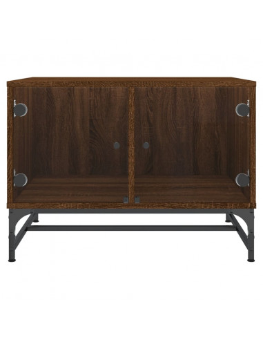 Tavolino Salotto con Ante in Vetro Rovere Marrone 68,5x50x50cm