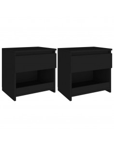 Comodini 2 pz Neri 40x30x39 cm in Legno Multistrato 2