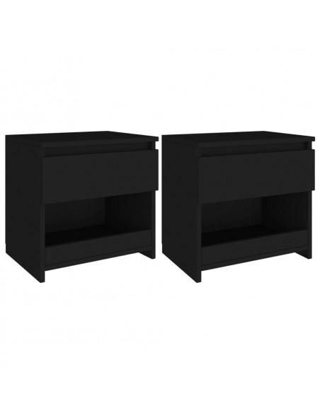 Comodini 2 pz Neri 40x30x39 cm in Legno Multistrato