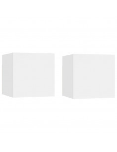 Comodini Bianchi 2 pz 30,5x30x30 cm in Truciolato 2