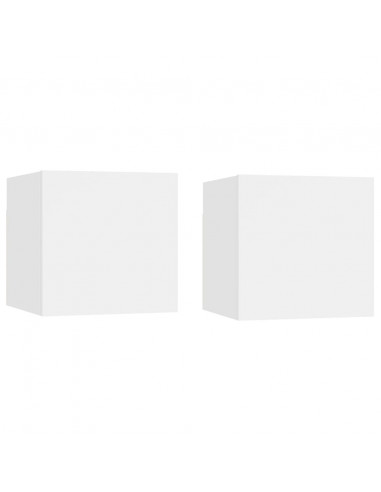 Comodini Bianchi 2 pz 30,5x30x30 cm in Truciolato