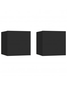 Comodini Neri 2 pz 30,5x30x30 cm in Truciolato 2