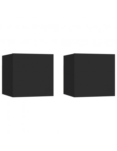Comodini Neri 2 pz 30,5x30x30 cm in Truciolato