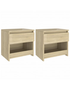 Comodini 2pz Rovere Sonoma 40x30x39 cm in Legno Multistrato 2