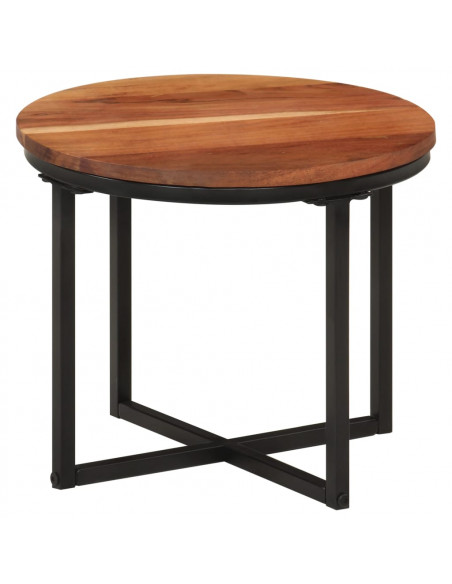 Tavolino Salotto 35x35x30cm in Legno Massello di Acacia e Ferro