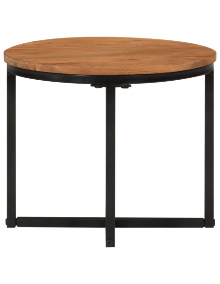 Tavolino Salotto 35x35x30cm in Legno Massello di Acacia e Ferro