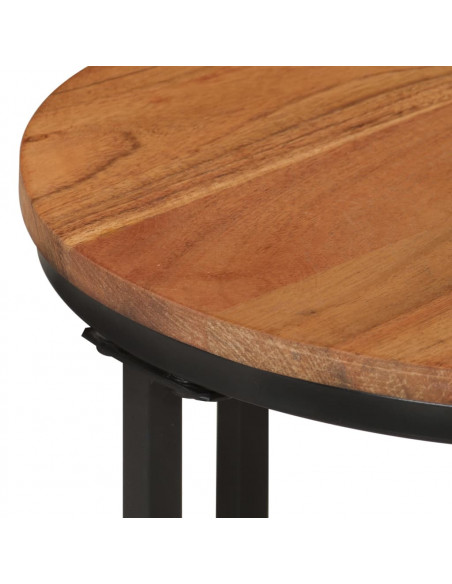 Tavolino Salotto 35x35x30cm in Legno Massello di Acacia e Ferro