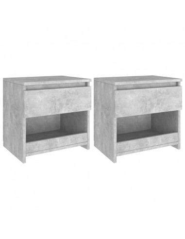 Comodini 2pz Grigio Cemento 40x30x39 cm in Legno Multistrato