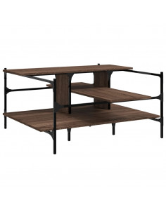 Tavolino Salotto Rovere Marrone 100x100x48,5 Legno Multistrato 2