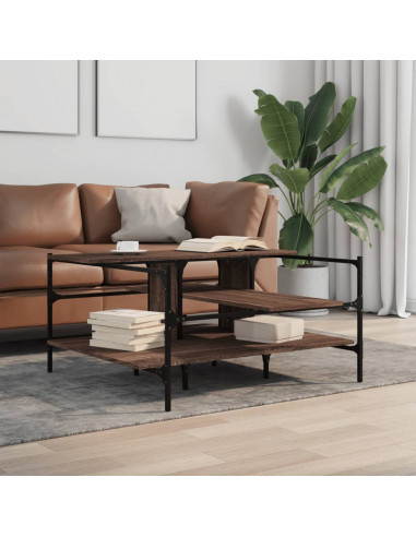 Tavolino Salotto Rovere Marrone 100x100x48,5 Legno Multistrato