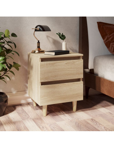 Comodini con Gambe Pino Massello 2pz Rovere Sonoma 40x35x50 cm