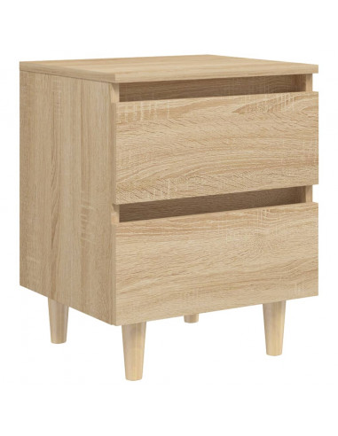 Comodini con Gambe Pino Massello 2pz Rovere Sonoma 40x35x50 cm