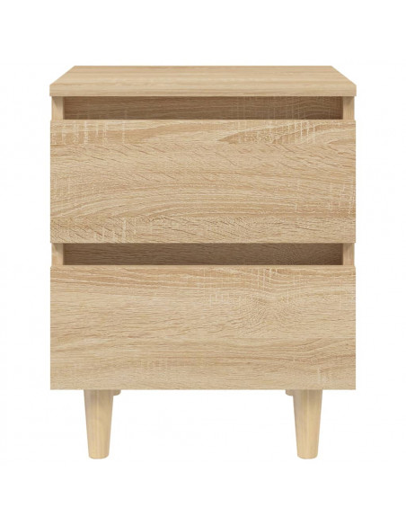 Comodini con Gambe Pino Massello 2pz Rovere Sonoma 40x35x50 cm