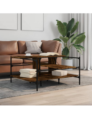 Tavolino Salotto Rovere Fumo 100x100x48,5cm Legno Multistrato