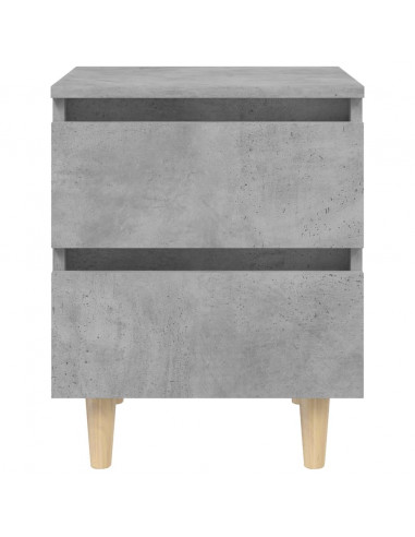 Comodino con Gambe in Pino Massello Grigio Cemento 40x35x50 cm