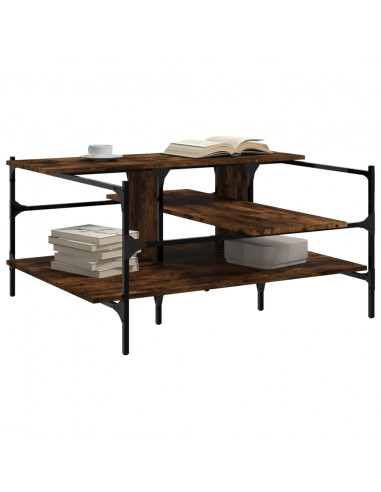 Tavolino Salotto Rovere Fumo 100x100x48,5cm Legno Multistrato