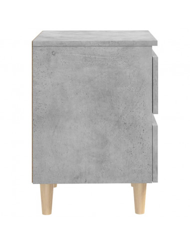 Comodino con Gambe in Pino Massello Grigio Cemento 40x35x50 cm