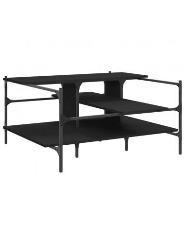 Tavolino da Salotto Nero 100x100x48,5 cm in Legno Multistrato