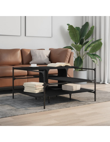 Tavolino da Salotto Nero 100x100x48,5 cm in Legno Multistrato