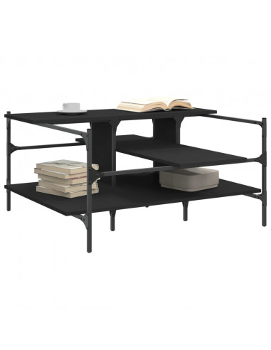 Tavolino da Salotto Nero 100x100x48,5 cm in Legno Multistrato