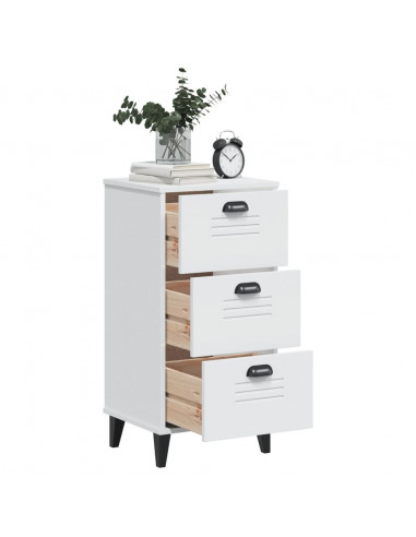 Comodino VIKEN Bianco in Legno Massello di Pino